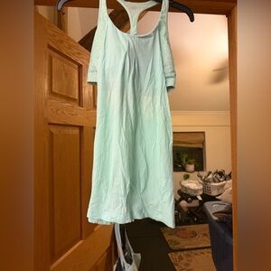 Lululemon mint green and polka dot tank top with built in bra